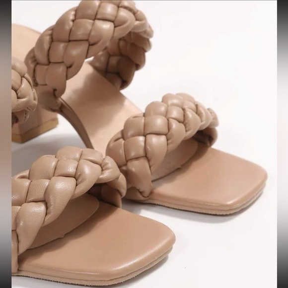 Apricot Braided Slip-On Sandal/Heels - Picture 7 of 14